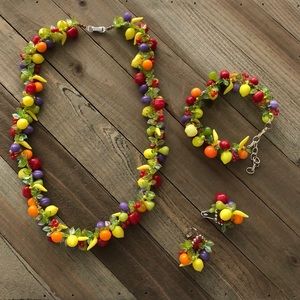 Vintage Fruit Salad 3-pc Necklace Set
